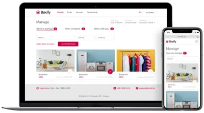 The Boxify customer portal: managing items in storage, on desktop and mobile